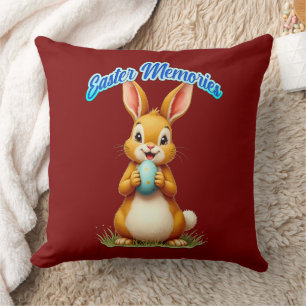 Easter Memories – Cute Bunny Illustration almofada Throw Pillow
