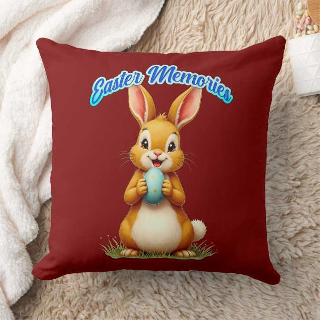 Easter Memories – Cute Bunny Illustration almofada Throw Pillow (Blanket)