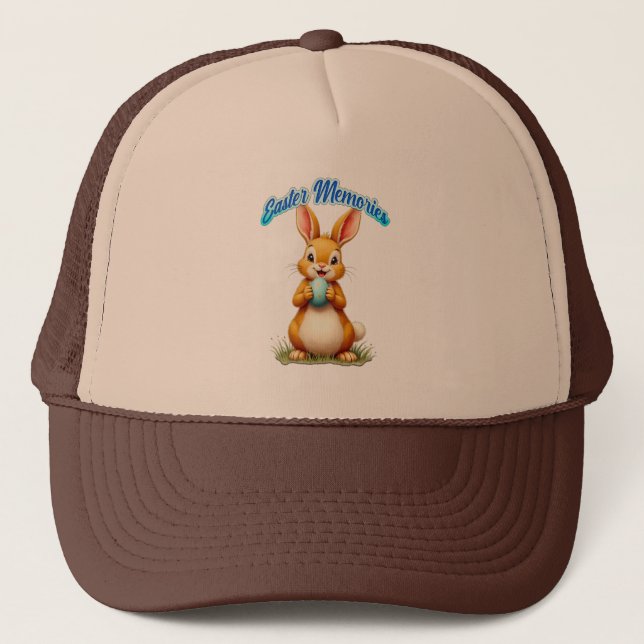 Easter Memories – Cute Bunny Illustration Trucker Hat (Front)