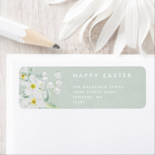 Easter Message with White Flowers Return Address