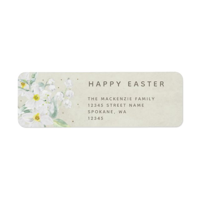 Easter Message with White Flowers Return Address (Front)
