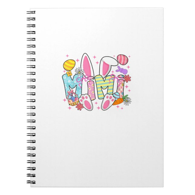 Easter Mimi Bunny Ears Coquette Bow Easter Rabbit  Notebook (Front)