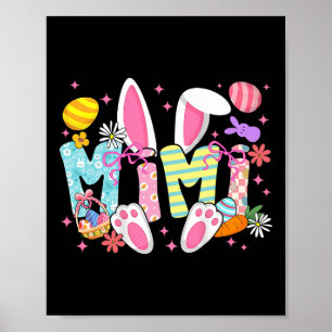 Easter Mimi Bunny Ears Coquette Bow Easter Rabbit Poster
