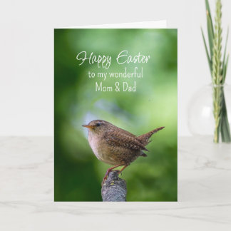 Easter Mom & Dad Wren Bird Wishes Holiday Card