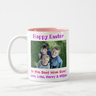 Easter Mom World's Best Ever Kids Photo Two-Tone Coffee Mug