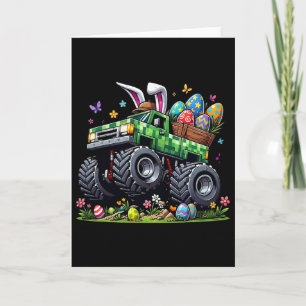 Easter Monster Truck Bunny Pixel Gamer Egg Hunt Bo Card