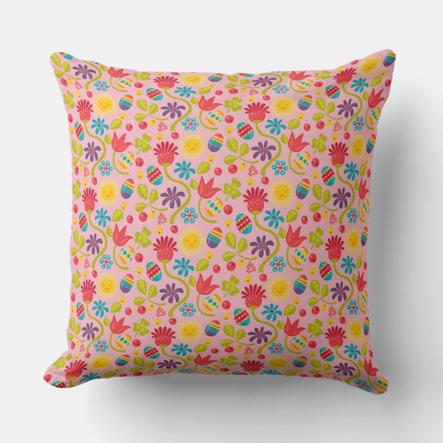 Easter Morning Pattern Throw Pillow (Front)