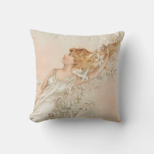 "Easter Morning" - Vintage Print, L. Prang & Co. Throw Pillow