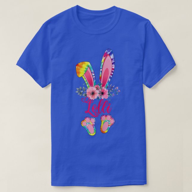 Easter Mothers Day Lolli Tie Dye Bunny Rabbit Flor T-Shirt (Design Front)