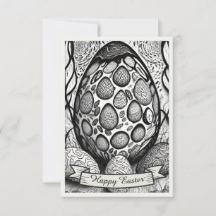 Easter motif b/w cartoon with Easter eggs 25024
