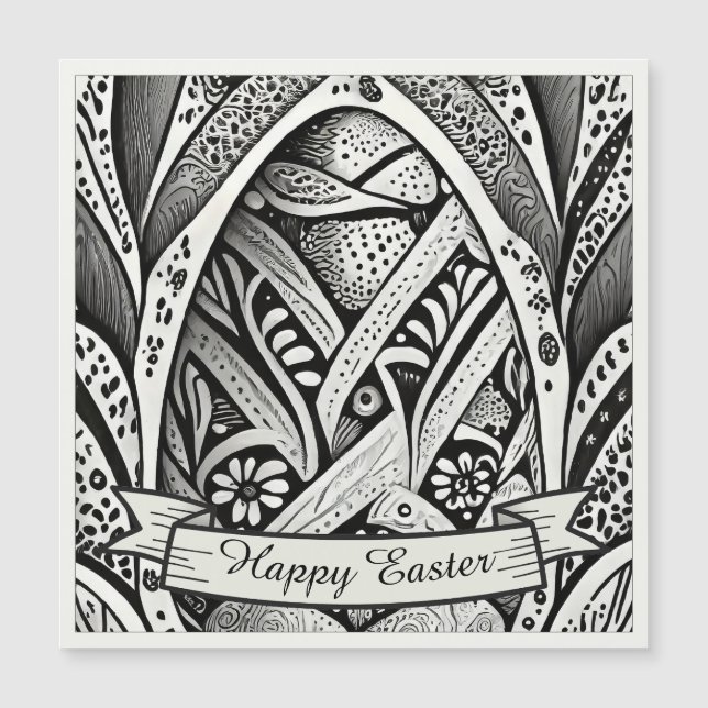 Easter motif b/w cartoon with Easter eggs 26006 (Front)