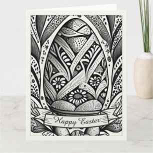Easter motif b/w cartoon with Easter eggs 26006 Card