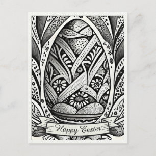 Easter motif b/w cartoon with Easter eggs 26006 Holiday Postcard