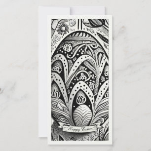 Easter motif b/w cartoon with Easter eggs 52158
