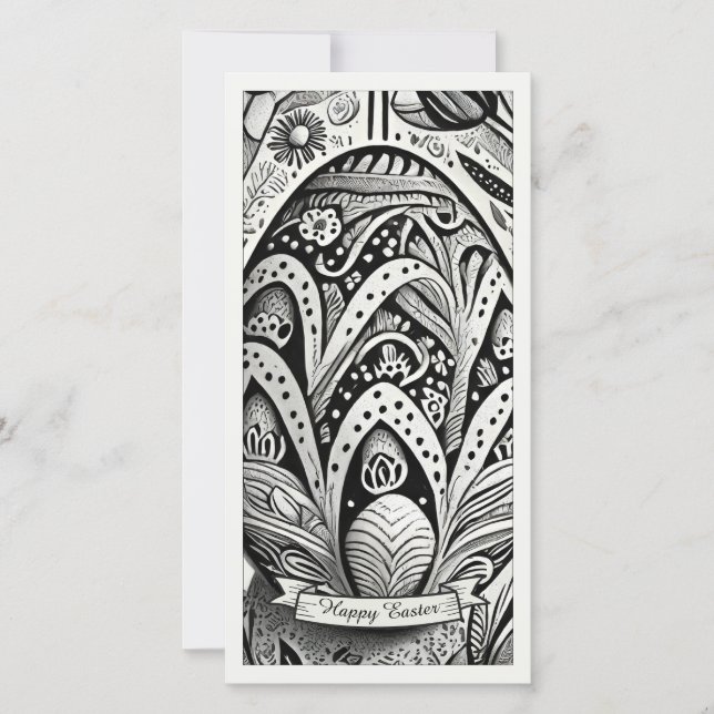 Easter motif b/w cartoon with Easter eggs 52158 (Front)