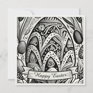 Easter motif b/w cartoon with Easter eggs 52158