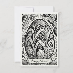 Easter motif b/w cartoon with Easter eggs 52158