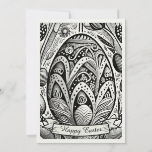 Easter motif b/w cartoon with Easter eggs 52158
