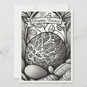 Easter motif b/w cartoon with Easter eggs 97330