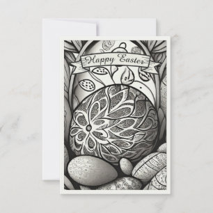 Easter motif b/w cartoon with Easter eggs 97330