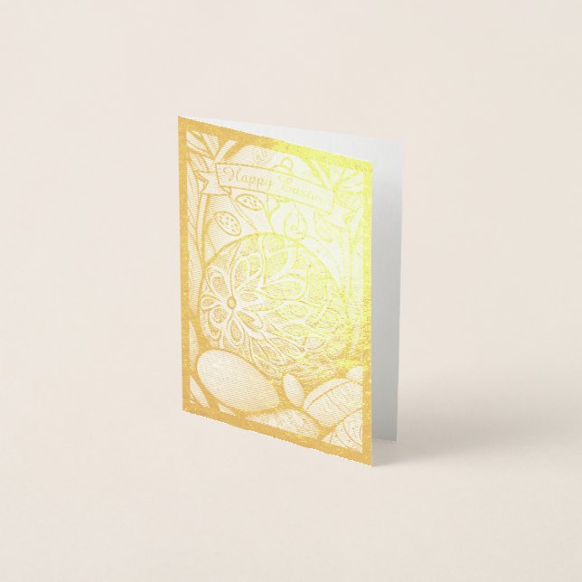 Easter motif b/w cartoon with Easter eggs 97330 Foil Card (Front)