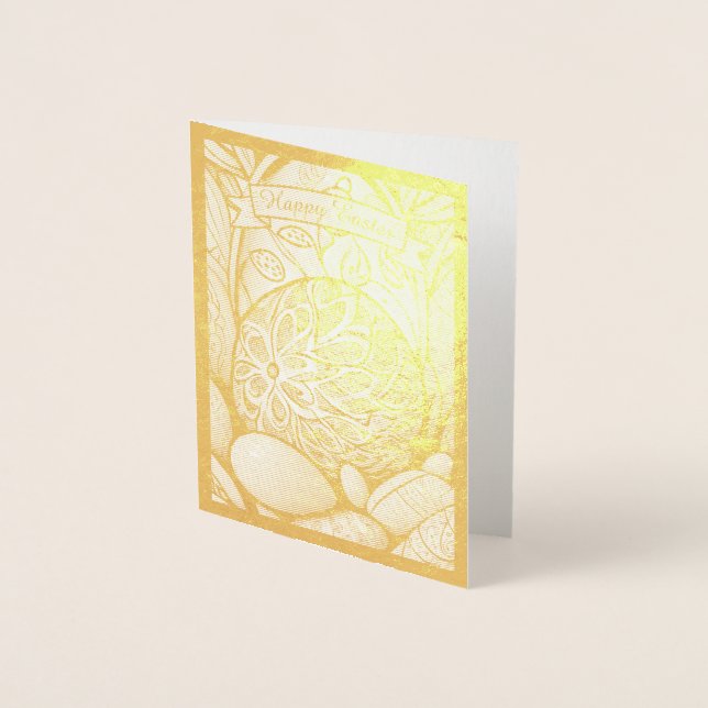 Easter motif b/w cartoon with Easter eggs 97330 Foil Card (Front)