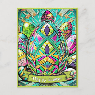 Easter Motif Coloured Cartoon with Easter Eggs 907 Holiday Postcard
