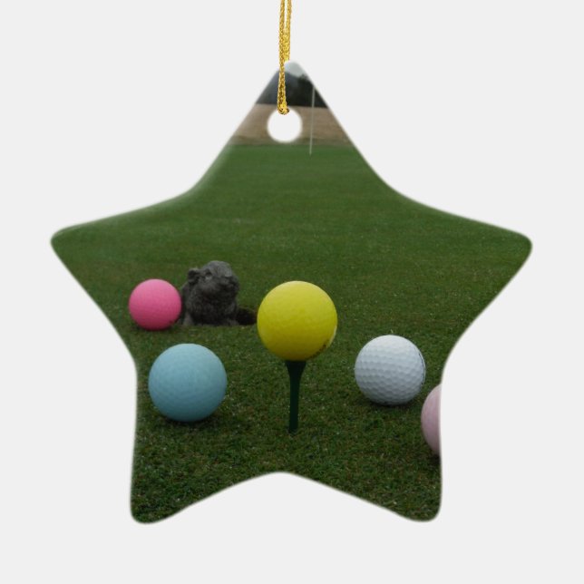 Easter mountain golf course ceramic ornament (Front)