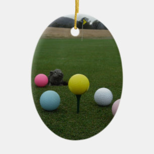 Easter mountain golf course ceramic ornament