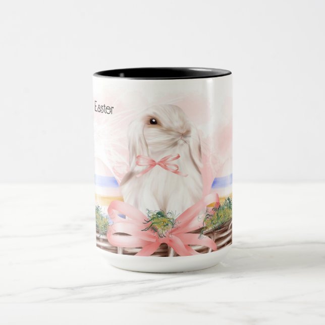 Easter Mug with White Bunny in Basket (Center)