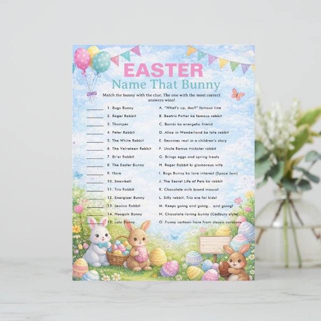 Easter Name That Bunny Trivia Game (Standing Front)