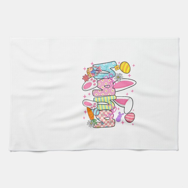 Easter Nana Bunny Ears Coquette Bow Easter Rabbit  Kitchen Towel (Horizontal)