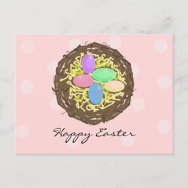 Easter Nest with Eggs Holiday Postcard (Front)