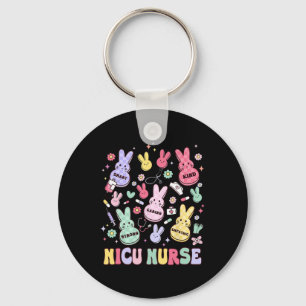 Easter Nicu Nurse Retro Bunny Neonatal Intensive C Keychain