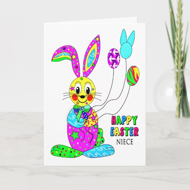 EASTER Niece kaleidoscope Colourful Bunny Holiday Card (Front)