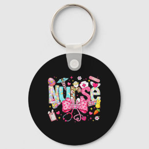 Easter Nurse Coquette Bow Stethoscope Bunny Rabbit Keychain