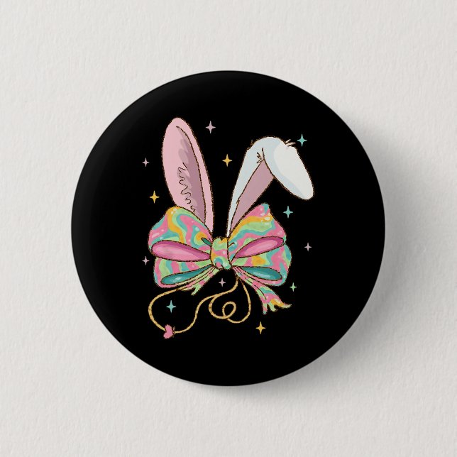 Easter Nurse Coquette Bow Stethoscope Bunny Scrub  2 Inch Round Button (Front)