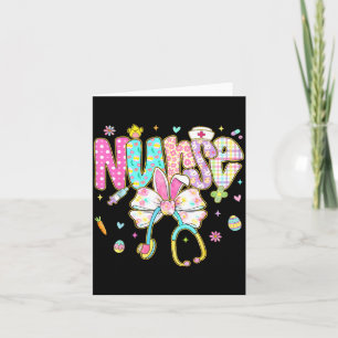 Easter Nurse Coquette Bow Stethoscope Bunny Scrub Card