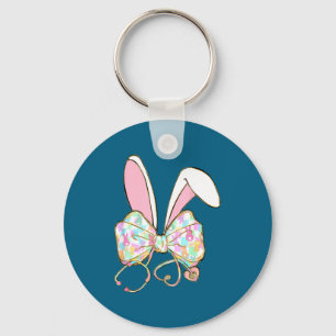 Easter nurse coquette bow stethoscope bunny scrub keychain