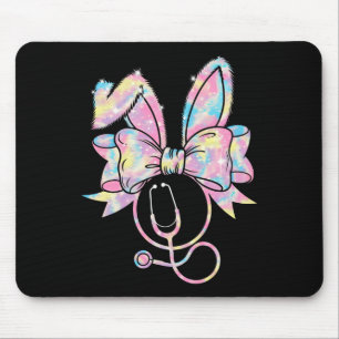 Easter Nurse Coquette Bow Stethoscope Bunny Scrub Mouse Pad