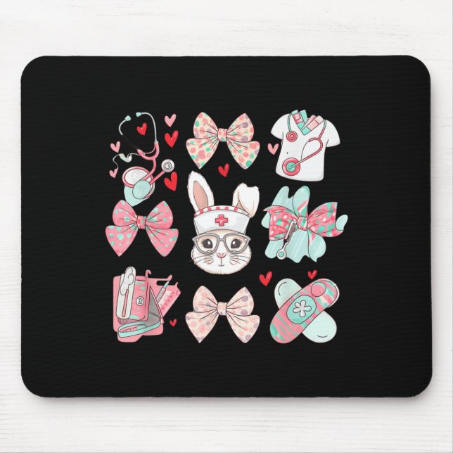 Easter nurse coquette bunny stethoscope bow rabbit mouse pad (Front)