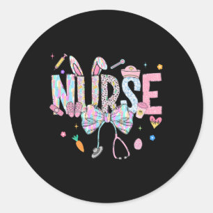 Easter Nurse Coquette Happy Easter Nurse School Nu Classic Round Sticker