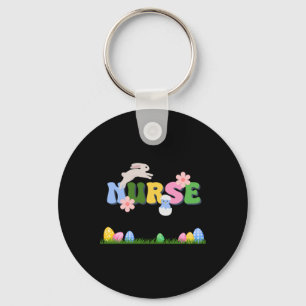 Easter Nurse Easter Eggs Flower Holiday For Nurses Keychain