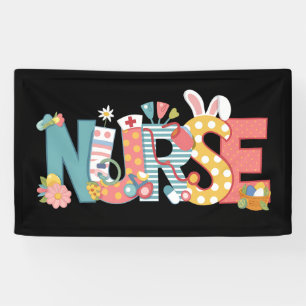 Easter Nurse Stethoscope Bunny Rabbit Eggs Banner