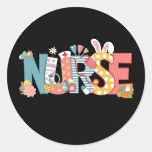 Easter Nurse Stethoscope Bunny Rabbit Eggs Classic Round Sticker