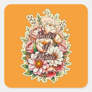 Easter of Petals – Floral Bunny Art - Autocolante Square Sticker