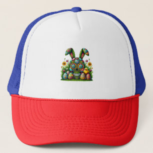 Easter One Hoppy Mama Messy Bun Mom Bunny Leopard Trucker Hat