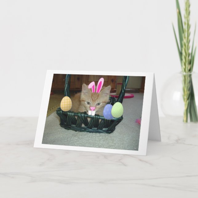 Easter Orange Tabby Kitty Cat Holiday Card (Front)