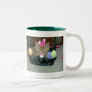 Easter Orange Tabby Kitty Cat Two-Tone Coffee Mug