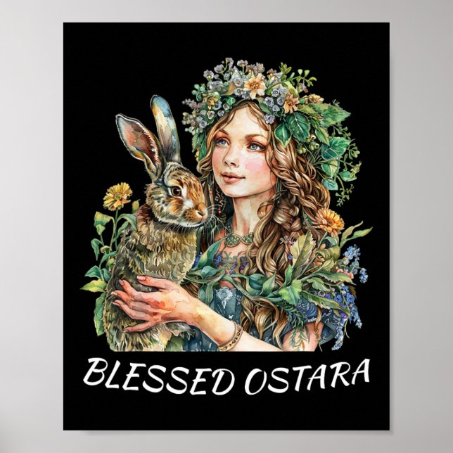 Easter Ostara Estres Pagan Ostara Blessings Rabbit Poster (Front)